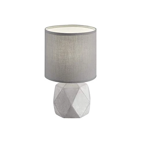 Reality Leuchten Tischleuchte Pike R50831087, Schirm Stoff Grau, Fuß Beton, exkl. 1x E14, 16 x 16 x 28 cm