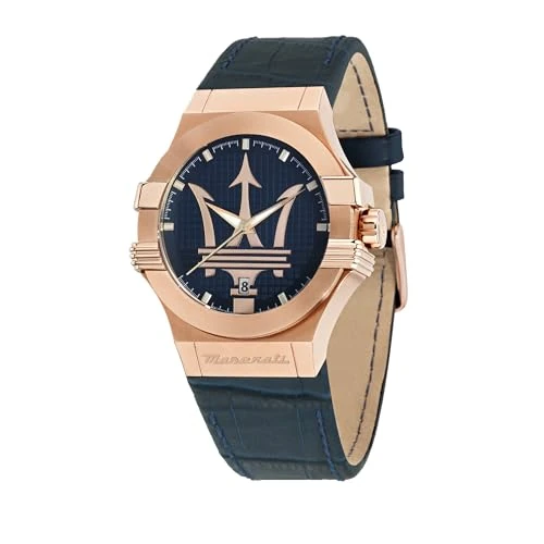 Offerta a tempo: Maserati Orologio da uomo, Collezione Potenza, movimento al quarzo, tempo e data, in acciaio, PVD oro rosa e cuoio - R8851108027 - 15% da 269.00 € a 229.90 €