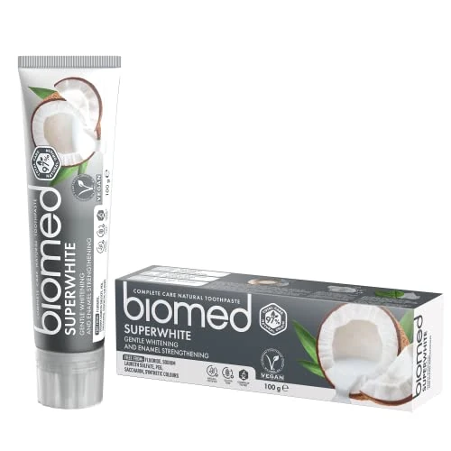 Offerta a tempo: Biomed Dentifricio naturale al cocco Superwhite per sbiancamento delicato, gusto tropicale - 100 g (confezione da 1) - Nuova formula e sapore (la confezione può variare) - 7% da 4.29 € a 4.00 €