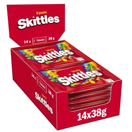 Begrenztes Angebot: Skittles Crazy Fruits, Fruchtbonbons Großpackung 14 x 38, Tüten mit Süßigkeiten, Kaubonbons mit Fruchtgeschmack als Candy, Vegane Snacks (532g) von 12.57 EUR auf 8.55 EUR (Rabatt 31%)