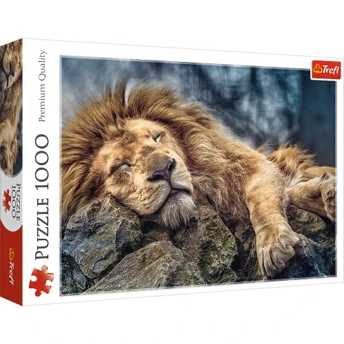 Trefl, Puzzle, Leone addormentato, 1000 Elementi, vista di un leone su una roccia, il re leone, Africa, animali, mammiferi, giungla, puzzle fai da te, intrattenimento creativo, regalo, divertimento