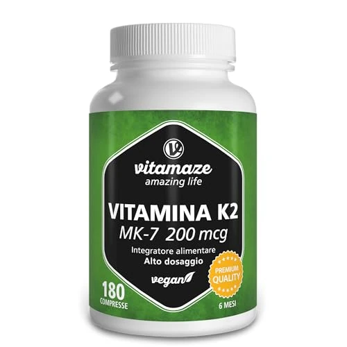 Offerta a tempo: Vitamaze® Vitamina K2 MK-7 200 mcg All Trans 100% Alto Dosaggio Menachinone — 28% da 24,97 € a 18,02 €