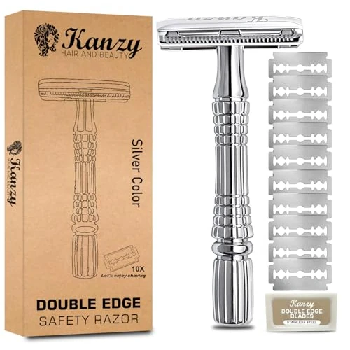 Oferta limitowana: Kanzy Maszynka Do Golenia Double Edge Dla Mężczyzn I Kobiet z 10 ostrzami (Silver) z 44.44 zł na 44.44 zł (oszczędź 0.00%)