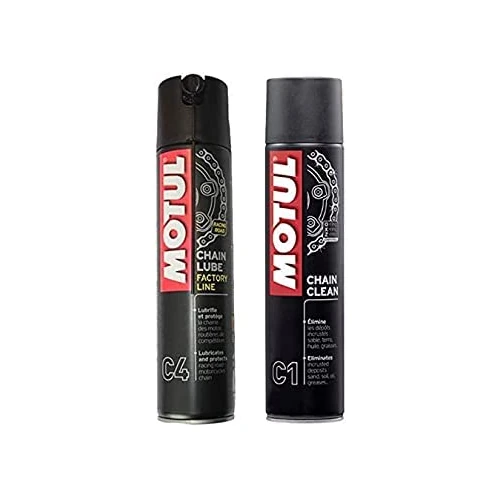 Pack of 1x MOTUL C1 Chain Clean Spray 400 ml + 1x MOTUL C4 Chain Lube