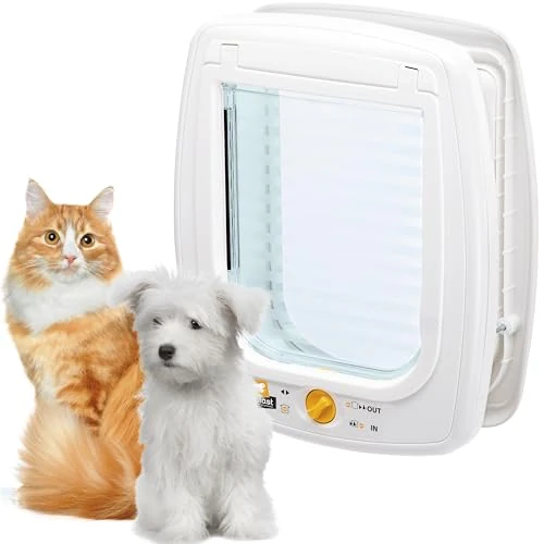 Offerta a tempo: Ferplast Gattaiola, Porta per Gatti e Cani, Entrata e uscita controllabile 4 vie, Protezione da Correnti d'Aria, Porticina per Cani Gatti, Taglia M, Bianco - 49% da 52.00 € a 26.49 €