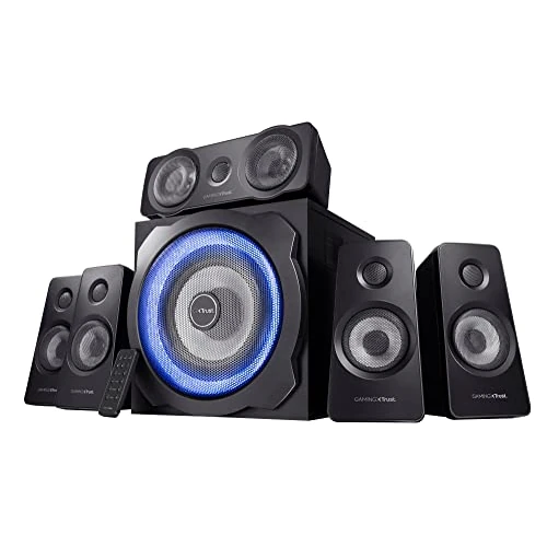 Oferta limitada: Trust Gaming GXT 658 Tytan 5.1 Sistema de Altavoces con Iluminación LED y Sonido Envolvente, Altavoz Alámbrico, Speaker para PC, Ordenador Portátil, Smart TV, Consola - Negro de 99.99 EUR a 99.99 EUR (ahorro 0%)