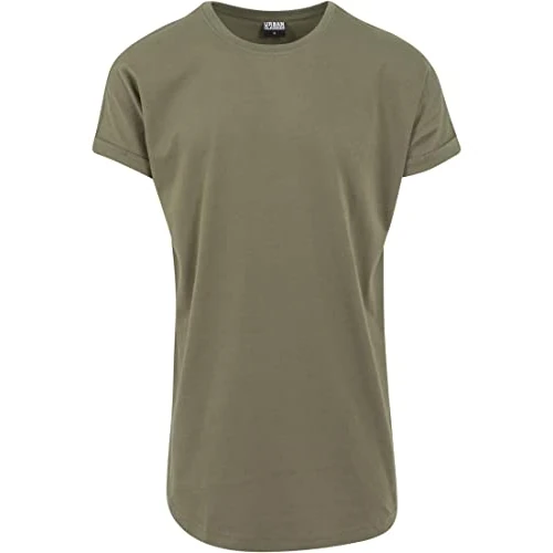 Zeitlich begrenztes Angebot: Urban Classics Herren T-Shirt Long Shaped Turnup Tee, lässiges T-Shirt für Männer, in langem Schnitt, erhältlich in vielen Farben, Olive, S von 14.90 € auf 14.30 € (4% Rabatt)