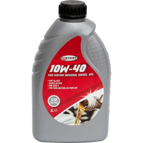 START - Huile Moteur Synthétique 10W40, Pour Compresseur d'Air, Compatible Voiture et Camion, Utilisation avec Chaine Neige 195/55 R20, R17, Batterie Camion 24V, 1 Litre