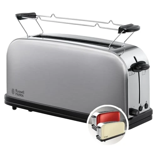 Tijdelijke aanbieding: Russell Hobbs Adventure Brushed Long Slot Broodrooster, Lang, Geborsteld RVS, Extra Brede Sleuf, Gelijkmatig Roosteren, Makkelijk Reinigbaar, 21396-56 van 51.63 € naar 48.43 € (6% korting)