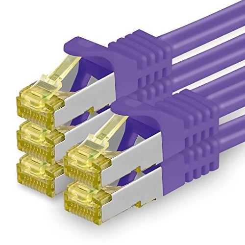 Limited-time offer: 1aTTack.de Cat.7 network cable 0.5 m purple pack of 5 Cat7 Ethernet cable network LAN cable raw cable 10 Gb s SFTP PIMF LSZH set patch cable with Rj 45 plug Cat.6a from 11.90 £ to 11.90 £ (save 0.00%)