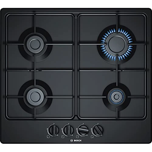 Bosch Serie 4 PGP6B6B80 hobs Negro Integrado Encimera de gas - Placa (Negro, Integrado, Encimera de gas, Esmaltado, 1000 W, 1750 W)