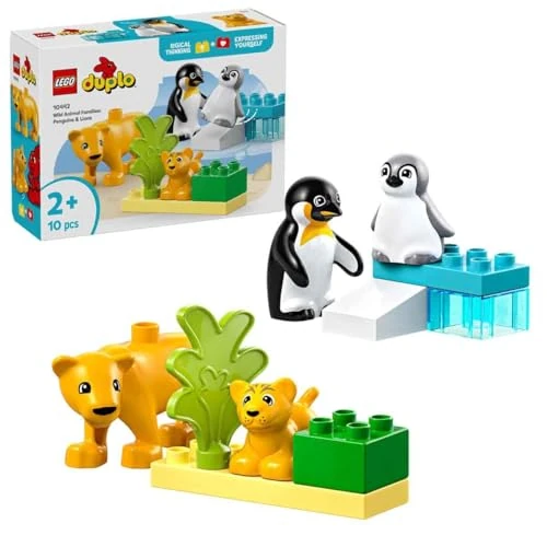 Oferta ograniczona: LEGO DUPLO Town Rodziny Dzikich Zwierząt: Pingwiny i Lwy, Edukacyjna Zabawka dla Dziecka z Figurkami Zwierząt Rozwijająca Motorykę Małą, Prezent dla 2-latki, dla Dziewczynki i Chłopca, 10442 z 33.43 PLN na 33.43 PLN (zniżka 0%)