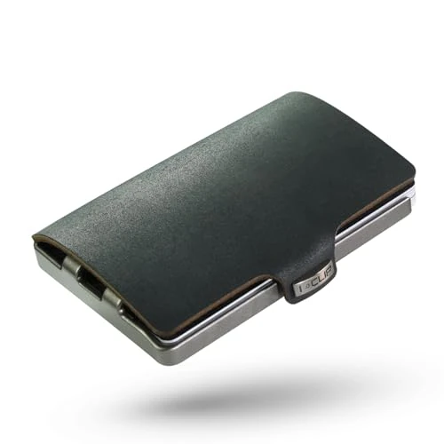 Offerta a tempo: I-CLIP Original Portafoglio Uomo Slim Banconote, Mini Wallet fino a 12 Carte, Ultraleggero con soli 22g, Pelle Liscia Nero, Telaio Argento - 0.00% da 40.00 € a 40.00 €