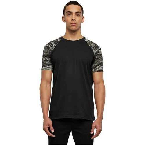 Urban Classics Men's Raglan Contrast Tee T-Shirt, Black/darkcamo, XL