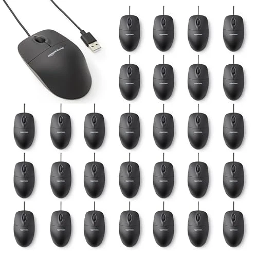 Offerta a tempo: Amazon Basics Mouse USB a 3 pulsanti con cavo (Nero), confezione da 30 - 0.00% da 64.47 € a 64.47 €
