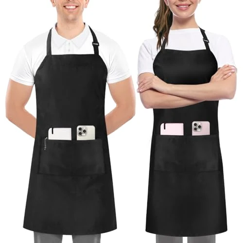 Oferta limitada: Utopia Kitchen - Pack de 2 delantales ajustables con 2 bolsillos - Delantal comercial para restaurante, hogar y cocina - Correa de cuello ajustable - Corbatas extra largas de 13.49 € a 13.49 € (ahorro 0.00%)