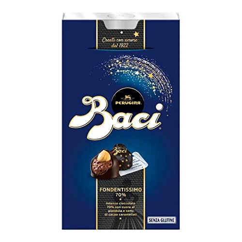 Offerta a tempo: Baci Perugina Fondentissimo 70 % Cioccolatini al Cioccolato Fondente Extra Ripieni al Gianduia e Nocciola Intera, 200 g - 43% da 31.25 € a 17.90 €