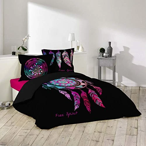 Offerta a tempo: douceur d'Intérieur Porte Bonheur, parure copripiumino matrimoniale di 3;pezzi, 240;x 220 cm, stampa 42;fili, cotone - 27% da 37.30 € a 27.38 €
