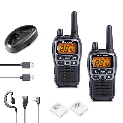 Midland XT70 24channels 446.00625-446.09375MHz Black,Grey two-way radio - Midland XT70, 24 channels, 446.00625-446.09375, LCD, AAA, Alkaline, 113 g