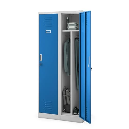 Oferta limitada: Jan Nowak Taquilla Doble Armario Vestuario 2B1A Metalico Puertas con bisagras Ranuras de ventilación Pintura en Polvo Pared divisoria 180 cm x 80 cm x 50 cm (Gris-Azul) de 204.99 € a 204.99 € (ahorro 0.00%)