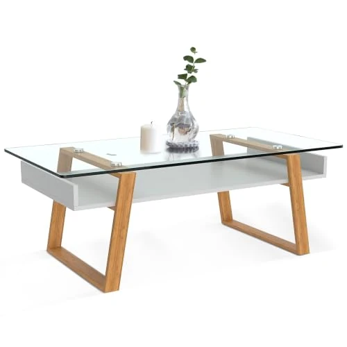 Offerta a tempo: bonVIVO Donatella Scrivania Piccola Vetro e Legno Salvaspazio - 40% da 119.99 € a 72.17 €