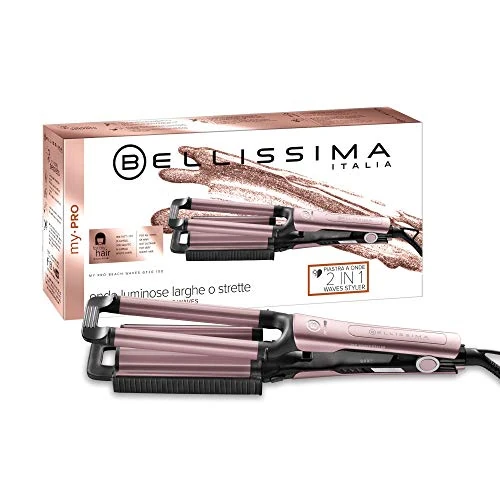 BELLISSIMA Imetec GT20 100 My Pro Beach Waves, Plancha para hacer ondas anchas y estrechas, 3 niveles de temperatura, placas revestidas de cerámica
