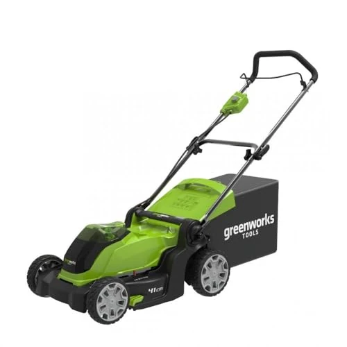 Offre limitee: Greenworks G40LM41 Tondeuse à Gazon Sans Fil pour Pelouses Jusqu'à 500 m², Largeur de Coupe de 41 cm, Sac de 50L SANS Batterie 40V Ni Chargeur, Garantie 3 Ans de 219.99 EUR a 179.99 EUR (economie 18%)