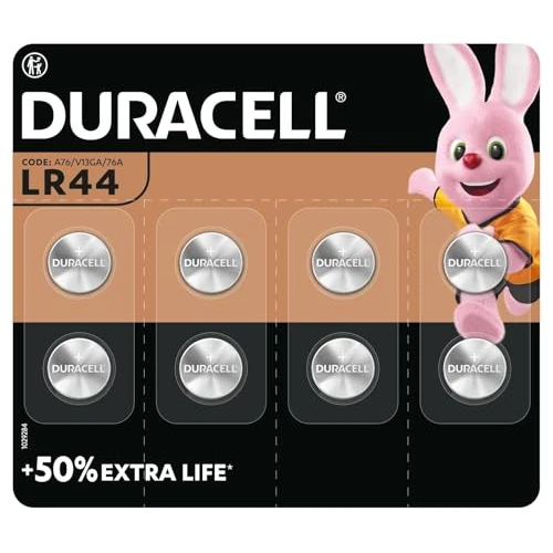 Limited-time offer: DURACELL LR44 (8 Pack) Specialty Alkaline Battery 1.5V (A76)– +50% EXTRA LIFE– For Thermometers, Flashlights, Watches, Security Systems & Medical Devices – 5–Year Storage Guarantee - Leak Prevention from 8.99 GBP to 5.89 GBP (save 34%)