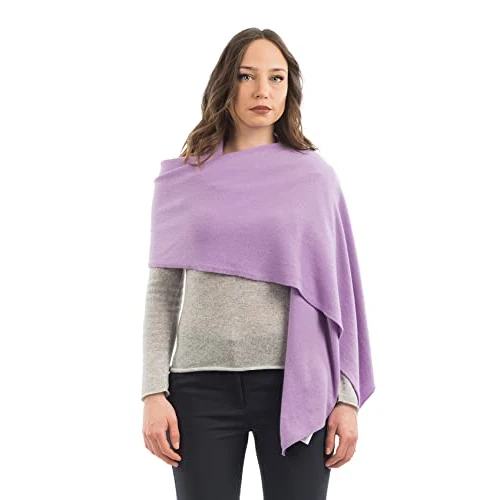 DALLE PIANE CASHMERE - Stole cashmere blend - Made in Italy - Woman, Color: Lilac, One Size