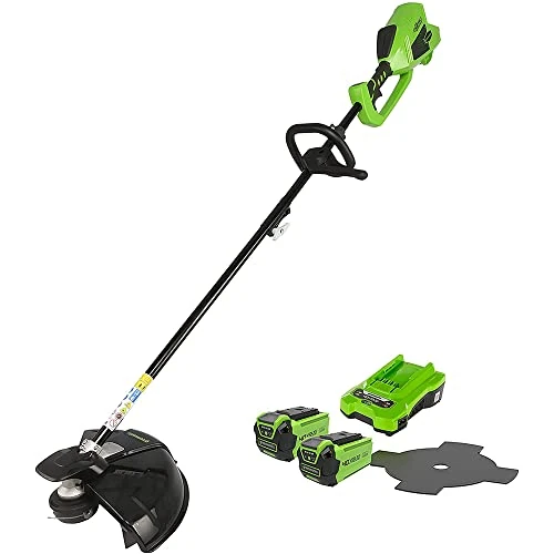 Offre limitee: Greenworks Débroussailleuse à Batterie avec Moteur Sans Balai, Harnais, Hauteur Réglable, Largeur de Coupe 40 cm, Fil en Nylon 2 mm ou Lame 25 cm, 2 Batteries 40V et Chargeur,GD40BCK2X, Garantie 3 Ans de 299.99 EUR a 219.99 EUR (economie 27%)