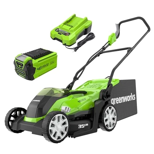 Offre limitée : Greenworks 40V Tondeuse à Gazon Sans Fil pour Pelouses Jusqu'à 500 m², Largeur de Coupe de 35 cm, Sac de 50L SANS Batterie 40V Ni Chargeur, Garantie 3 Ans-G40LM35K2 de 269.21 EUR à 244.98 EUR (remise 9%)