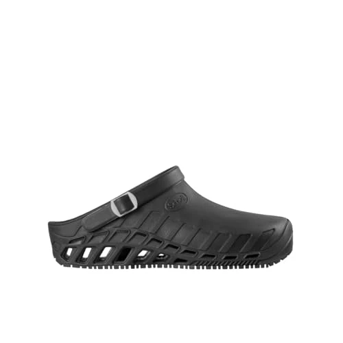 Scholl Clog Evo - Professional Sanitary Clogs for Men or Women, Ultra Light, Comfortable and Breathable, with Non-Slip Sole, Removable Memory Insole and Rotating Strap Nero