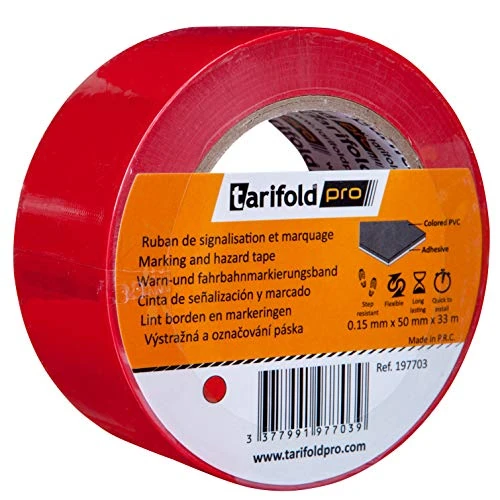 Offerta a tempo: Tarifold - Nastro adesivo per pavimento, segnaletica di sicurezza, colore: rosso, rotolo 50 mm x 33 m, 50 mm x 33 m - 0.00% da 15.68 € a 15.68 €