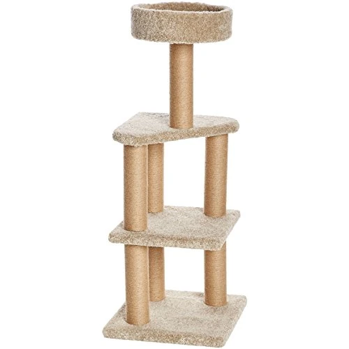Limited offer: Amazon Basics Cat Tree - Indoor Cat & Kittens Multi-Level Climbing Activity Tower with Scratching Posts, Large (45.9"H) - Beige from 49.99 EUR to 45.99 EUR (save 8%)