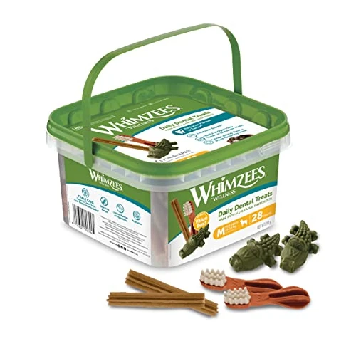 WHIMZEES Boîte de Variété M, 28 Pièces – Taille M, Friandises pour Chiens de Taille Moyenne, Naturelles & sans Céréale, Végétariennes, sans Sucre Ajouté