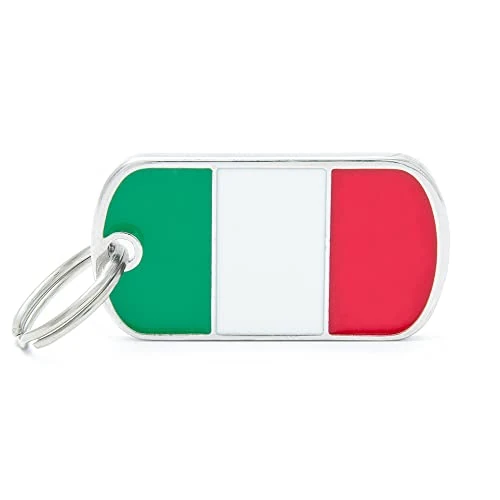 Offerta a tempo: My Family Medaglietta per Cane Personalizzata Made in Italy | Bandiera Italia | Targhetta Cane con Incisione Gratis | Smaltata a Mano in Metallo | Collezione Flags | 40x22 mm - 0.00% da 15.17 € a 15.17 €