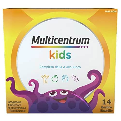 Offerta a tempo: Multicentrum Kids, Integratore Alimentare Multivitaminico Completo, con Ferro, Calcio, Adatto ai Bambini Dai 3 Anni, Insapore, 14 Bustine - 36% da 18.50 € a 11.83 €