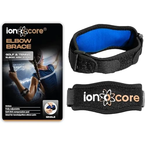 Offerta a tempo: ionocore - Tutore epicondilite gomito - Tutore Gomito Epicondilite leggero e regolabile - Gomitiera per epicondilite con cuscinetto di compressione in EVA - Unisex, Taglia unica - 0.00% da 8.99 € a 8.99 €