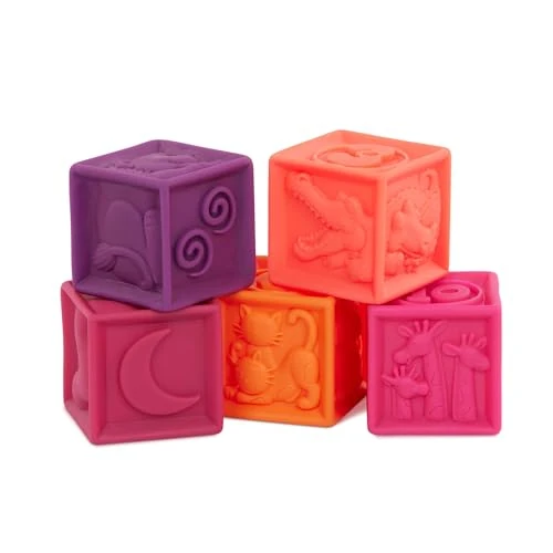 Offerta a tempo: B. toys - Uno due spremute - Blocchi per bambini - Giocattolo da impilare e costruire per bambini - 10 blocchi morbidi con numeri, forme e animali - Educazione e sviluppo - 6 mesi + - 3% da 18.99 € a 18.45 €