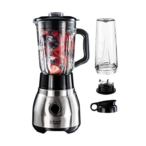 Oferta limitada: Russell Hobbs Batidora de Vaso 2 en 1 Stainless-Steel - Batidora Smoothie, Jarra de Cristal 1,5L, Vaso para Zumos y Batidos, Cuchilla Acero Inoxidable 4 Puntas, Bloqueo de Seguridad, Plata - 23821-56 de 69.98 € a 45.99 € (ahorro 34%)