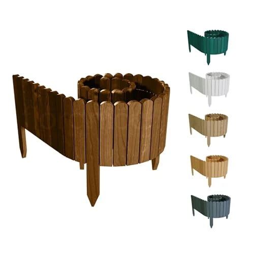 Floranica Rollborder elastyczny drewniany płot - 200 x 20 cm - Brązowy - Obrzeża rabat, trawnika, dekoracja, ogrodzenie sadów, ścieżek