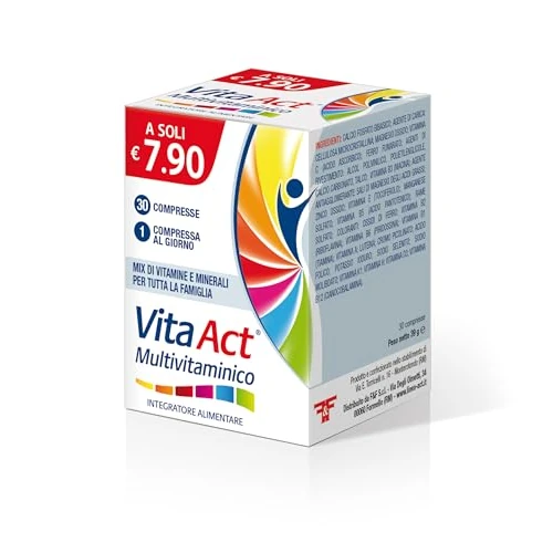 Offerta a tempo: Vita Act Multivitaminico, Integratore Alimentare per Tutta la Famiglia - Confezione da 30 Compresse - 41% da 7.90 € a 4.66 €