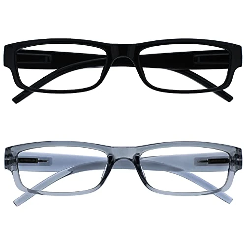 OPULIZE Nero E Grigio Leggero Comodo Lettori Valore 2 Pacco Uomo Donna Rr32-17 +2,50-58 Gr