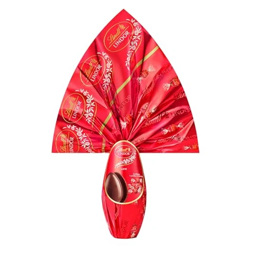 Lindt LINDOR Uova di Pasqua 2026 Cioccolato al Latte, Uovo al Cioccolato al Latte con Praline LINDOR e Sorpresa, 320g