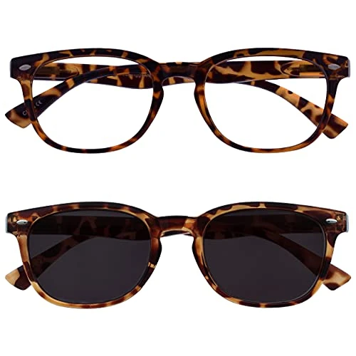 Zeitlich begrenztes Angebot: OPULIZE ORA Lesebrille für Damen und Herren mit Lesesonnenbrille, Blendfreie UV400-Schutz Federscharnier Anti-Müdigkeit, Runder Rahmen, 2er-Pack Braun Schildpatt +3,00 von 12.00 € auf 12.00 € (0.00% Rabatt)