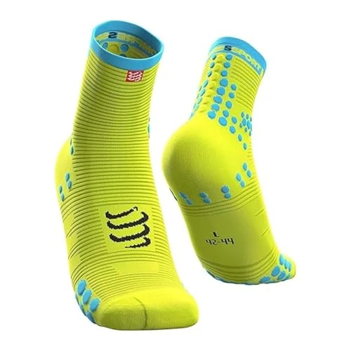 COMPRESSPORT PRO Racing Socks v3.0 Run High, Calzini da Gara Unisex-Adult, Giallo, 4