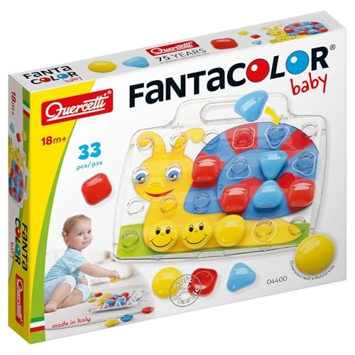 Offerta a tempo: Quercetti FantaColor Baby Gioco Educativo per Bambini 1-4 anni con Bottoni Colorati, Schede Mosaico Bambini e Tavoletta Trasparente, Giochi bambini 2 Anni, Regalo Bimba 1 Anno, Giochi Creativi 2 Anni - 17% da 19.90 € a 16.44 €