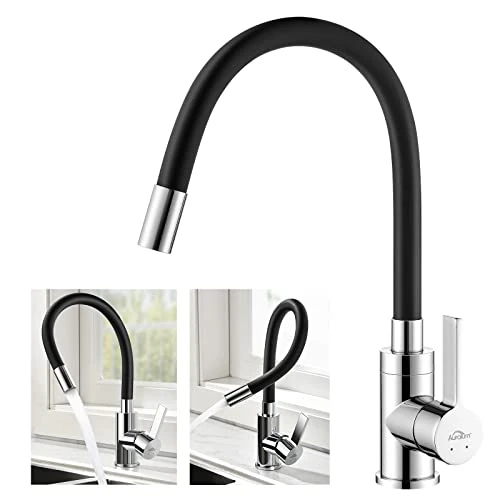 Offerta a tempo: Auralum Rubinetto Lavello Cucina Nero con Beccuccio Flessibile - 0.00% da 39.99 € a 39.99 €