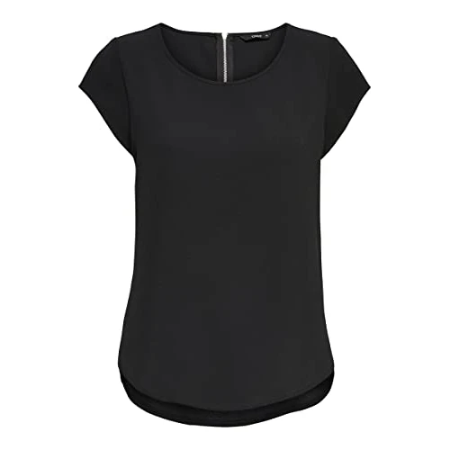 ONLY Onlvic S/s Solid Top Noos Wvn, T-shirt Donna, Nero (Black Black), 42