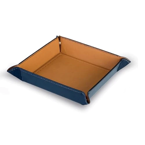 Opróżniacz z eko-skóry bi kolor beżowy i niebieski 17x17 r przedmiotów